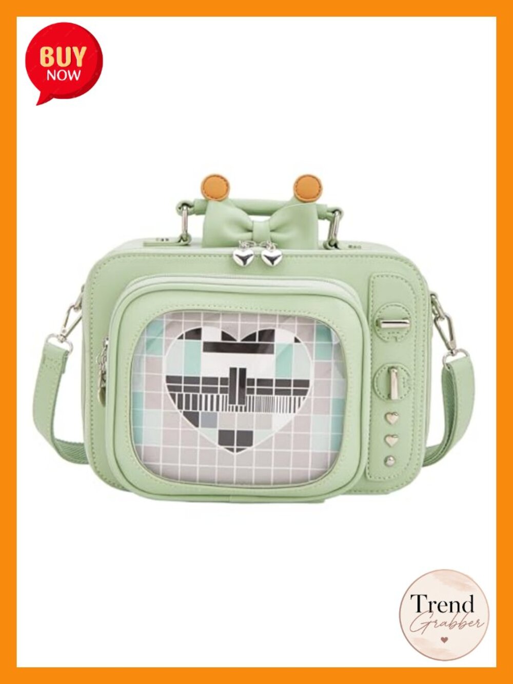 Faux Leather TV Ita Bag Crossbody Backpack with Clear Window